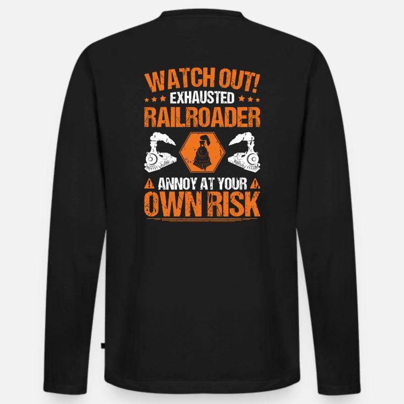 Eisenbahner Triebfahrzeugführer Railroader - Männer Premium Bio Langarmshirt - Schwarz