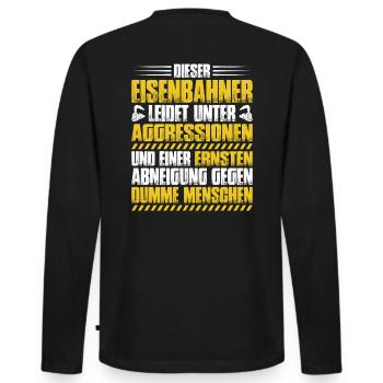 Eisenbahner Triebfahrzeugführer Railroader - Männer Premium Bio Langarmshirt - Schwarz - Hinten - Nico (187cm)