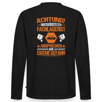 Fachlagerist Fachlageristin Lagerist Lageristin - Männer Premium Bio Langarmshirt - Schwarz - Hinten - Nico (187cm)