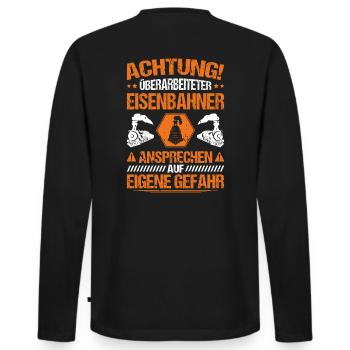 Eisenbahner Triebfahrzeugführer Railroader - Männer Premium Bio Langarmshirt - Schwarz - Hinten - Nico (187cm)