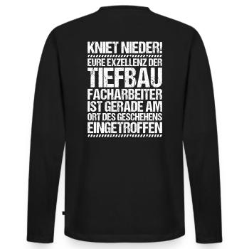 Tiefbaufacharbeiter Tiefbau Spezialtiefbauer - Männer Premium Bio Langarmshirt - Schwarz - Hinten - Nico (187cm)