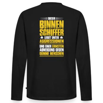 Binnenschiffer Binnenschifffahrt Binnenschiff - Männer Premium Bio Langarmshirt - Schwarz - Hinten - Nico (187cm)