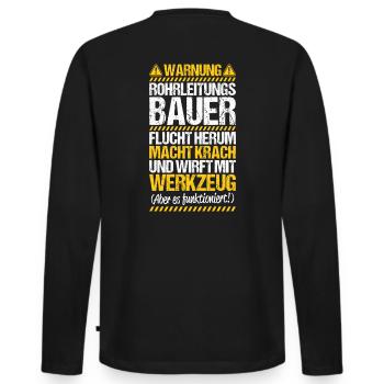 Rohrleitungsbauer Rohrleitungsbau Pipelayer - Männer Premium Bio Langarmshirt - Schwarz - Hinten - Nico (187cm)