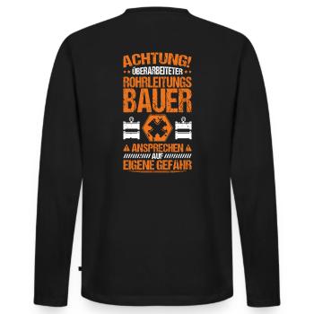 Rohrleitungsbauer Rohrleitungsbau Pipelayer - Männer Premium Bio Langarmshirt - Schwarz - Hinten - Nico (187cm)