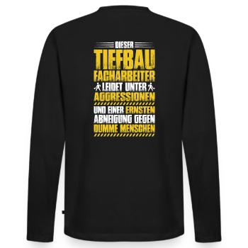 Tiefbaufacharbeiter Tiefbau Spezialtiefbauer - Männer Premium Bio Langarmshirt - Schwarz - Hinten - Nico (187cm)