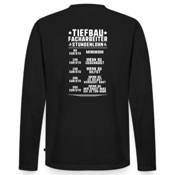Tiefbaufacharbeiter Tiefbau Spezialtiefbauer - Männer Premium Bio Langarmshirt - Schwarz - Hinten - Nico (187cm)