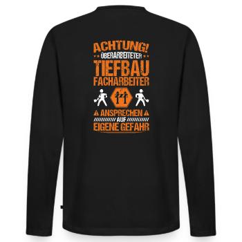 Tiefbaufacharbeiter Tiefbau Spezialtiefbauer - Männer Premium Bio Langarmshirt - Schwarz - Hinten - Nico (187cm)