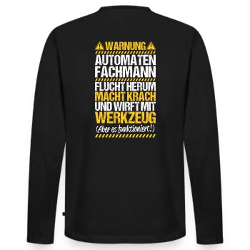 Automatenfachmann Automatenfachfrau Automaten - Männer Premium Bio Langarmshirt - Schwarz - Hinten - Nico (187cm)