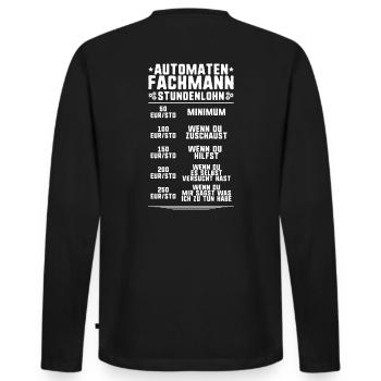 Automatenfachmann Automatenfachfrau Automaten - Männer Premium Bio Langarmshirt - Schwarz - Hinten - Nico (187cm)