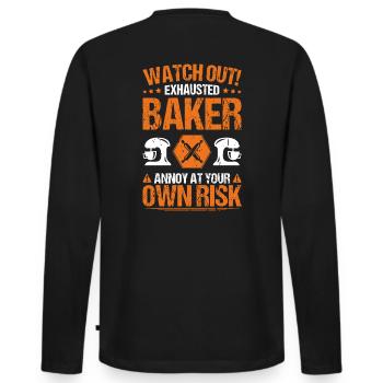 Baker Baking Baker Bakery Baking - Men's Premium Organic Long Sleeve Shirt - black - Back - Nico (187cm)