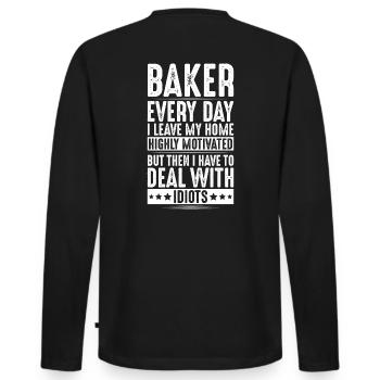 Baker Baking Baker Bakery Baking - Men's Premium Organic Long Sleeve Shirt - black - Back - Nico (187cm)