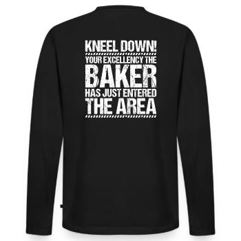 Baker Baking Baker Bakery Baking - Men's Premium Organic Long Sleeve Shirt - black - Back - Nico (187cm)