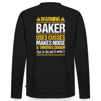 Baker Baking Baker Bakery Baking - Men's Premium Organic Long Sleeve Shirt - black - Back - Nico (187cm)