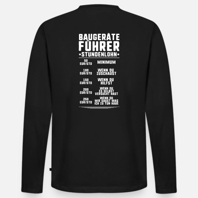 Baugeräteführer Kranführer Baggerfahrer Baugeräte - Männer Premium Bio Langarmshirt - Schwarz