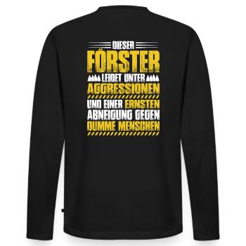 Förster Forstwirtschaft Forester Waldarbeiter Wald - Männer Premium Bio Langarmshirt - Schwarz - Hinten - Nico (187cm)