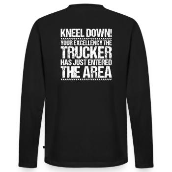 Chauffeur de camion Chauffeur de camion Chauffeur professionnel Camionneur - T-shirt manches longues Premium bio Homme - noir - Dos - Nico (187cm)