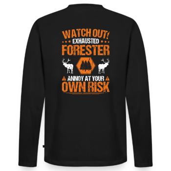 Forester Forestry Forester Forest Worker Forest - Men's Premium Organic Long Sleeve Shirt - black - Back - Nico (187cm)