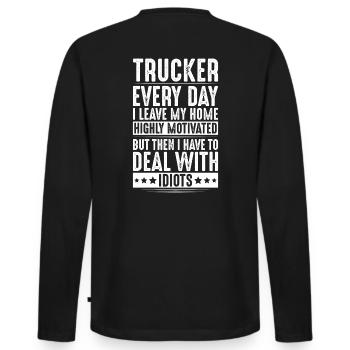 Chauffeur de camion Chauffeur de camion Chauffeur professionnel Camionneur - T-shirt manches longues Premium bio Homme - noir - Dos - Nico (187cm)