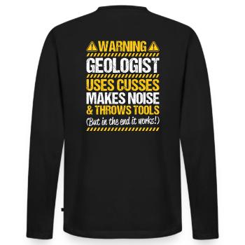 Géologue Géologue Géologue Géologie Géologine - T-shirt manches longues Premium bio Homme - noir - Dos - Nico (187cm)