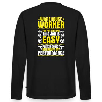 Fachkraft für Lagerlogistik Warehouse Worker Lager - Männer Premium Bio Langarmshirt - Schwarz - Hinten - Nico (187cm)