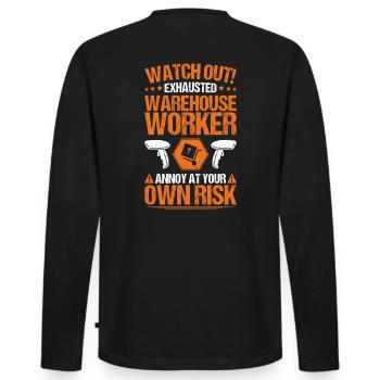 Fachkraft für Lagerlogistik Warehouse Worker Lager - Männer Premium Bio Langarmshirt - Schwarz - Hinten - Nico (187cm)
