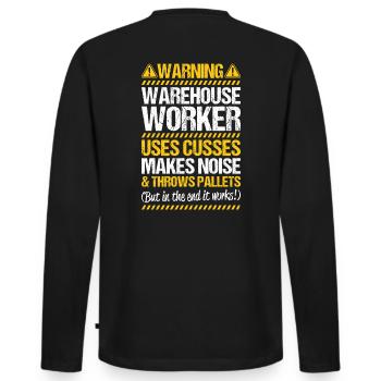 Fachkraft für Lagerlogistik Warehouse Worker Lager - Männer Premium Bio Langarmshirt - Schwarz - Hinten - Nico (187cm)