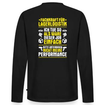 Fachkraft für Lagerlogistik Warehouse Worker Lager - Männer Premium Bio Langarmshirt - Schwarz - Hinten - Nico (187cm)