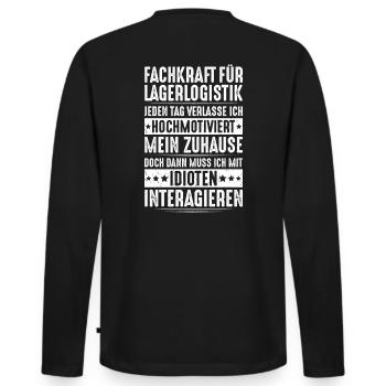 Fachkraft für Lagerlogistik Warehouse Worker Lager - Männer Premium Bio Langarmshirt - Schwarz - Hinten - Nico (187cm)
