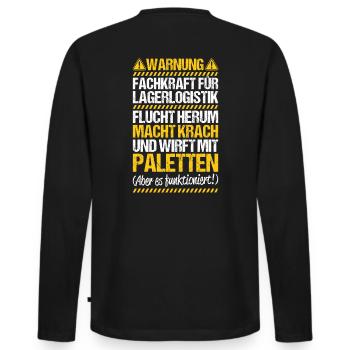 Fachkraft für Lagerlogistik Warehouse Worker Lager - Männer Premium Bio Langarmshirt - Schwarz - Hinten - Nico (187cm)