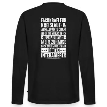 Fachkraft für Kreislauf- und Abfallwirtschaft - Männer Premium Bio Langarmshirt - Schwarz - Hinten - Nico (187cm)