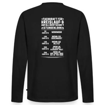Fachkraft für Kreislauf- und Abfallwirtschaft - Männer Premium Bio Langarmshirt - Schwarz - Hinten - Nico (187cm)