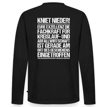 Fachkraft für Kreislauf- und Abfallwirtschaft - Männer Premium Bio Langarmshirt - Schwarz - Hinten - Nico (187cm)