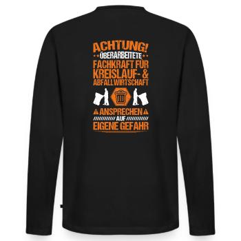 Fachkraft für Kreislauf- und Abfallwirtschaft - Männer Premium Bio Langarmshirt - Schwarz - Hinten - Nico (187cm)