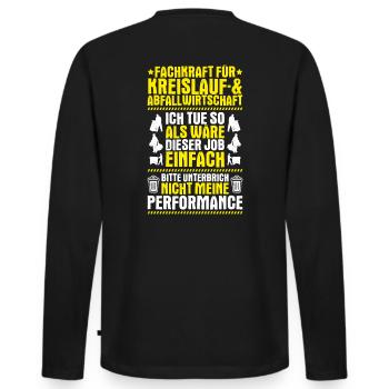 Fachkraft für Kreislauf- und Abfallwirtschaft - Männer Premium Bio Langarmshirt - Schwarz - Hinten - Nico (187cm)
