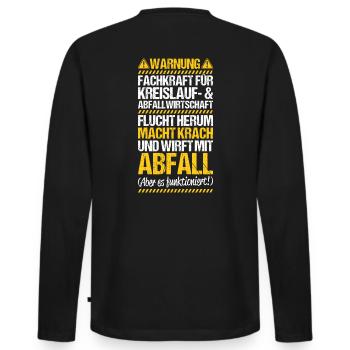 Fachkraft für Kreislauf- und Abfallwirtschaft - Männer Premium Bio Langarmshirt - Schwarz - Hinten - Nico (187cm)
