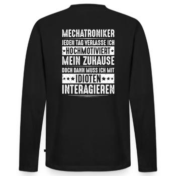 Mechatroniker Mechatronik Mechatronics Engineer - Männer Premium Bio Langarmshirt - Schwarz - Hinten - Nico (187cm)