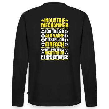 Industriemechaniker Industrial Mechanic - Männer Premium Bio Langarmshirt - Schwarz - Hinten - Nico (187cm)