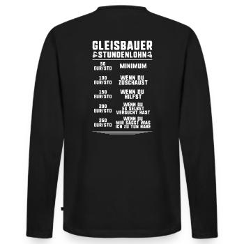 Gleisbauer Schienenarbeiter Gleisbau Track Laborer - Männer Premium Bio Langarmshirt - Schwarz - Hinten - Nico (187cm)