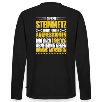 Steinmetz Steinbildhauer Stonemason Stone Mason - Männer Premium Bio Langarmshirt - Schwarz - Hinten - Nico (187cm)