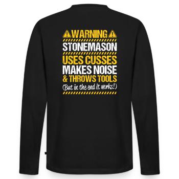 Steinmetz Steinbildhauer Stonemason Stone Mason - Men's Premium Organic Long Sleeve Shirt - black - Back - Nico (187cm)