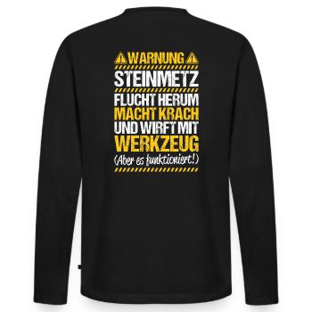 Steinmetz Steinbildhauer Stonemason Stone Mason - Männer Premium Bio Langarmshirt - Schwarz - Hinten - Nico (187cm)