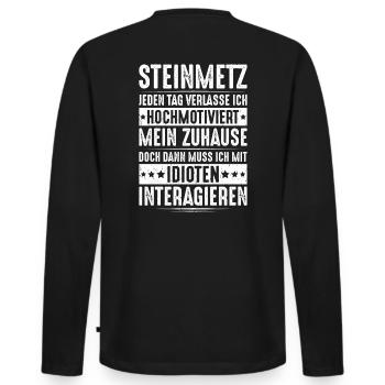 Steinmetz Steinbildhauer Stonemason Stone Mason - Männer Premium Bio Langarmshirt - Schwarz - Hinten - Nico (187cm)