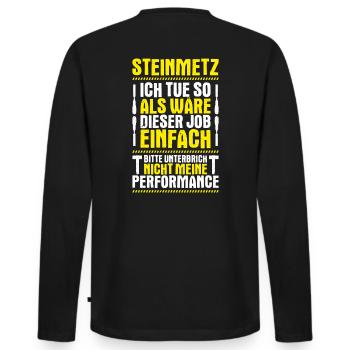 Steinmetz Steinbildhauer Stonemason Stone Mason - Männer Premium Bio Langarmshirt - Schwarz - Hinten - Nico (187cm)