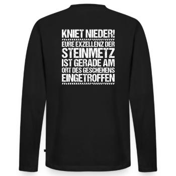 Steinmetz Steinbildhauer Stonemason Stone Mason - Männer Premium Bio Langarmshirt - Schwarz - Hinten - Nico (187cm)