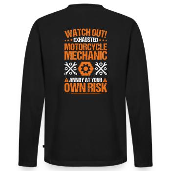 Two-wheel mechatronics engineer Motorcycle Motorcycle Mechanic - Men's Premium Organic Long Sleeve Shirt - black - Back - Nico (187cm)