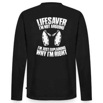 Rettungsschwimmer Wasserrettung Lifesaver - Männer Premium Bio Langarmshirt - Schwarz - Hinten - Nico (187cm)