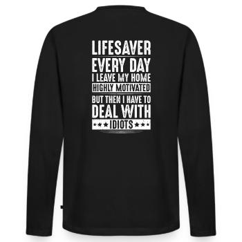 Rettungsschwimmer Wasserrettung Lifesaver - Männer Premium Bio Langarmshirt - Schwarz - Hinten - Nico (187cm)