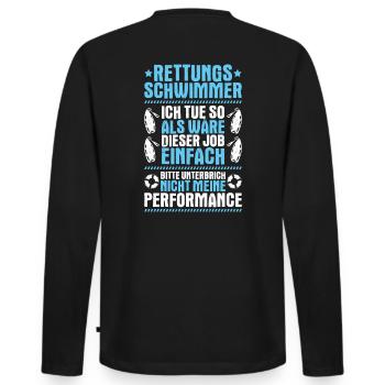 Rettungsschwimmer Wasserrettung Lifesaver - Männer Premium Bio Langarmshirt - Schwarz - Hinten - Nico (187cm)