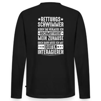 Rettungsschwimmer Wasserrettung Lifesaver - Männer Premium Bio Langarmshirt - Schwarz - Hinten - Nico (187cm)