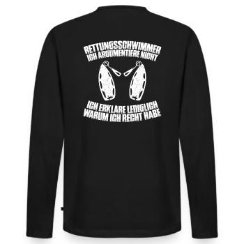 Rettungsschwimmer Wasserrettung Lifesaver - Männer Premium Bio Langarmshirt - Schwarz - Hinten - Nico (187cm)